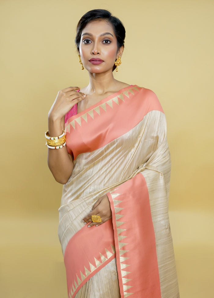 Multicolor Tussar Silk Saree With Blouse Piece