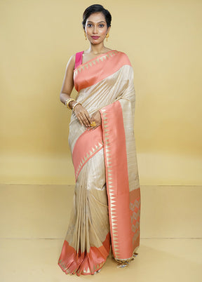 Multicolor Tussar Silk Saree With Blouse Piece