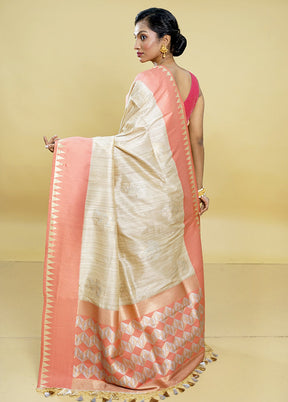 Multicolor Tussar Silk Saree With Blouse Piece