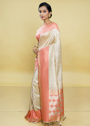 Multicolor Tussar Silk Saree With Blouse Piece