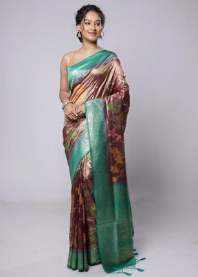 Purple Dupion Silk Saree With Blouse Piece