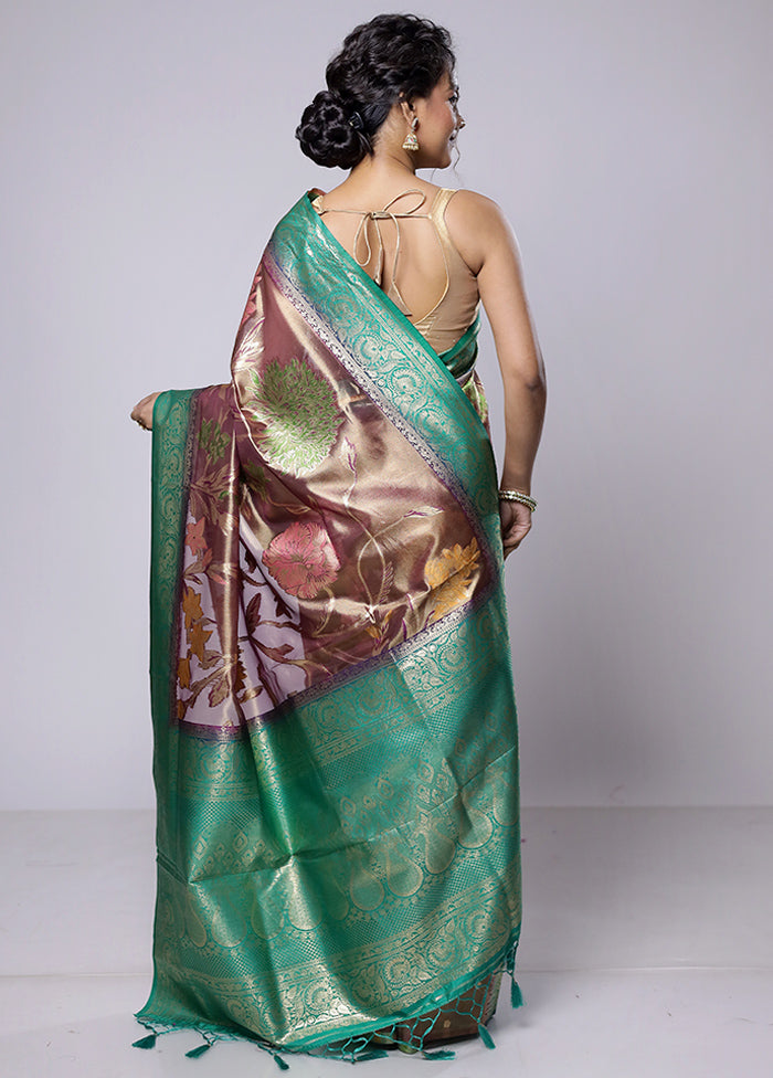 Purple Dupion Silk Saree With Blouse Piece