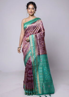 Green Dupion Silk Saree With Blouse Piece