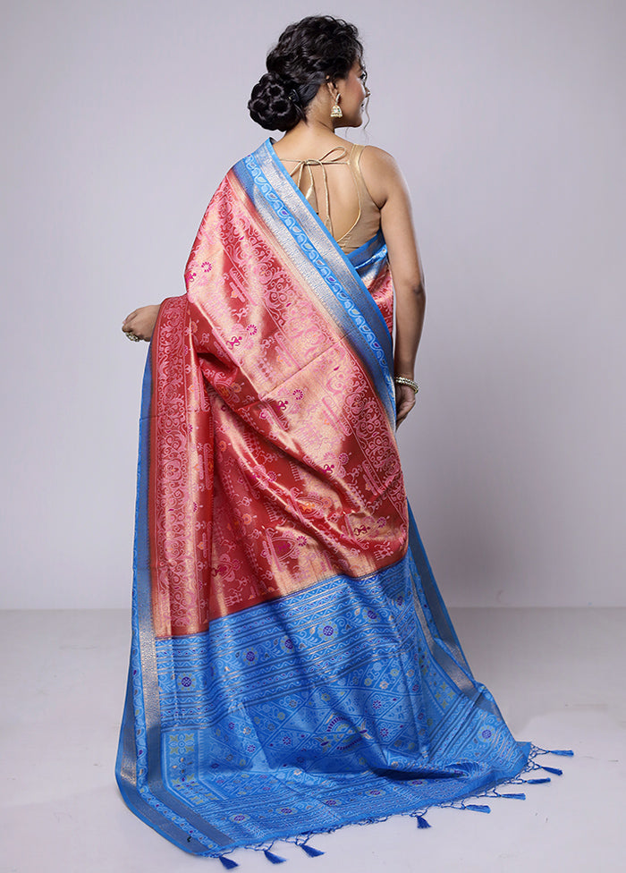 Blue Dupion Silk Saree With Blouse Piece