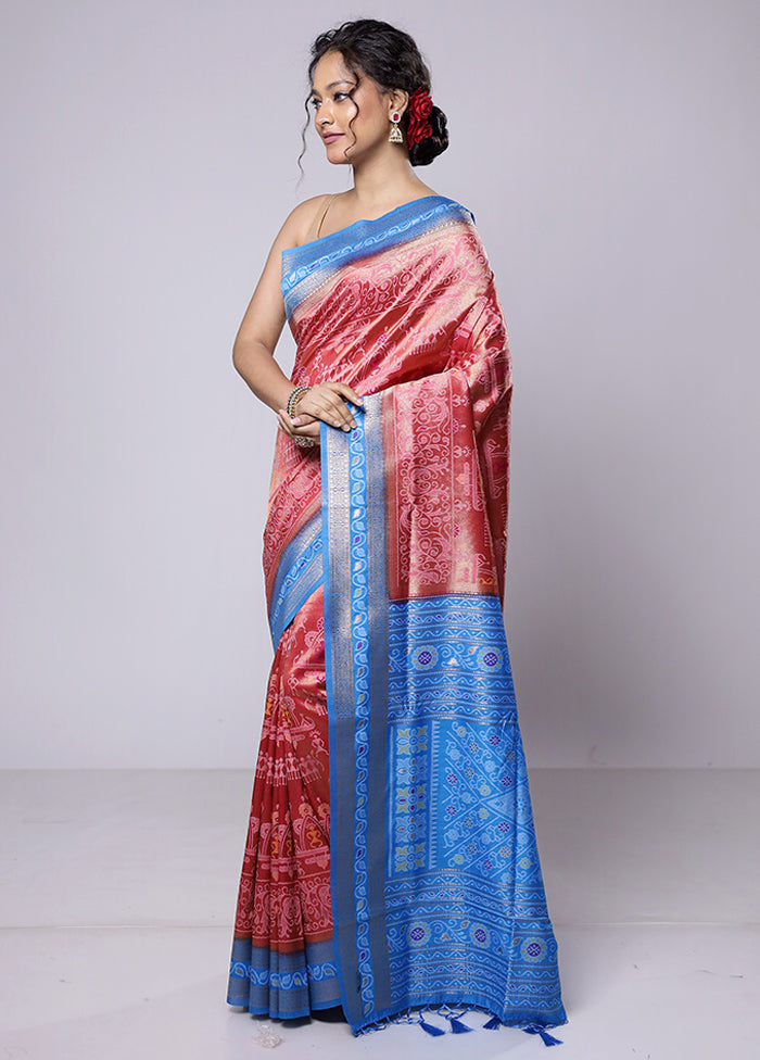 Blue Dupion Silk Saree With Blouse Piece