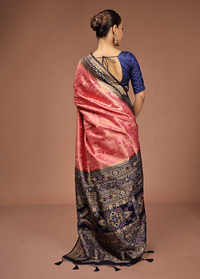 Blue Dupion Silk Saree With Blouse Piece