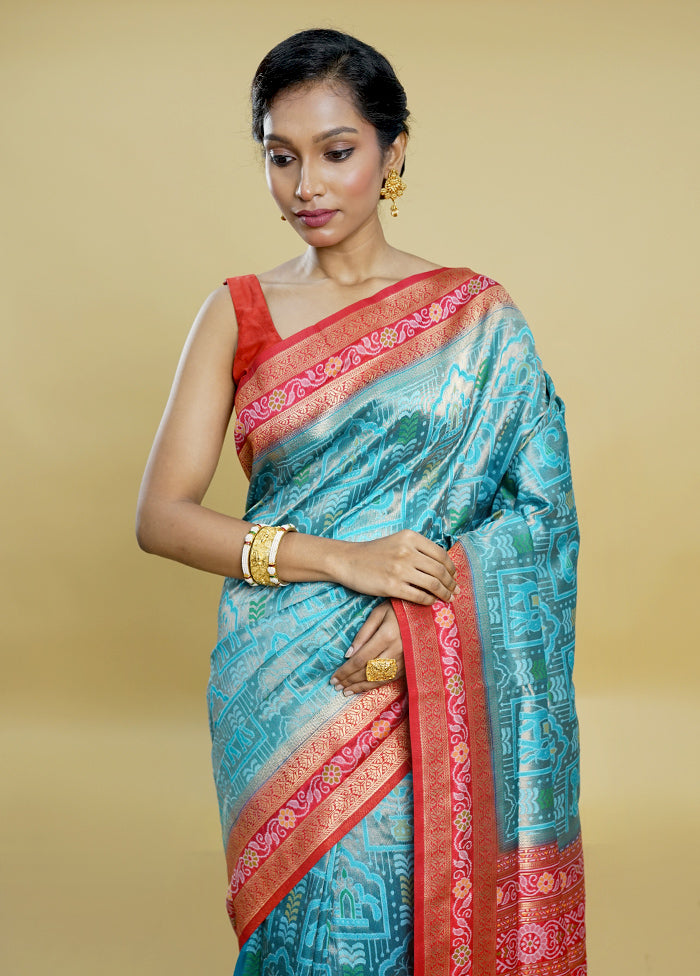 Green Dupion Silk Saree With Blouse Piece