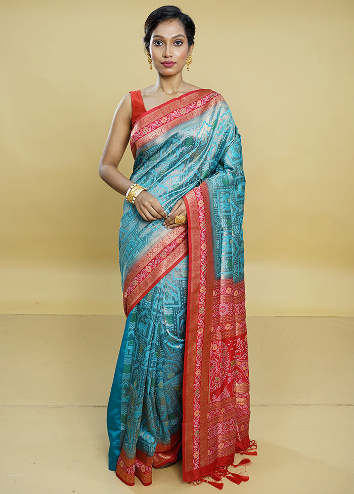 Green Dupion Silk Saree With Blouse Piece