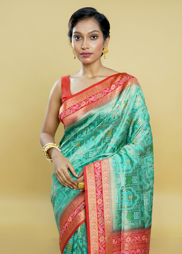 Green Dupion Silk Saree With Blouse Piece