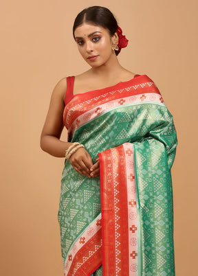 Green Dupion Silk Saree With Blouse Piece