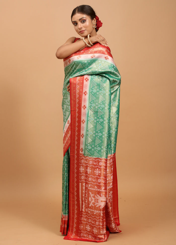 Green Dupion Silk Saree With Blouse Piece