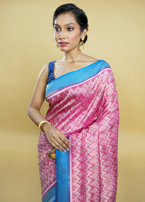 Pink Dupion Silk Saree With Blouse Piece