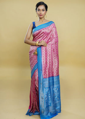 Pink Dupion Silk Saree With Blouse Piece