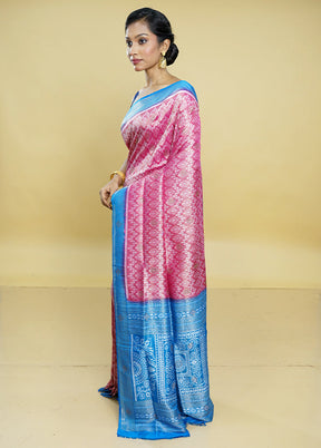 Pink Dupion Silk Saree With Blouse Piece