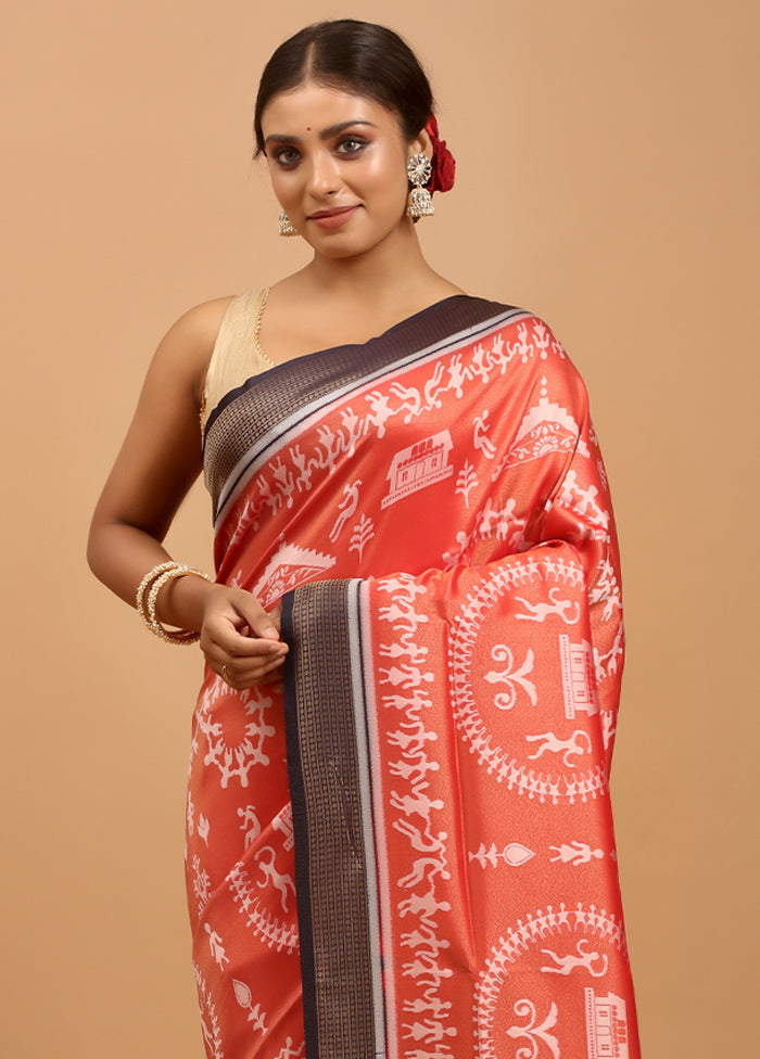 Red Dupion Silk Saree With Blouse Piece