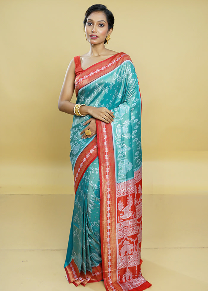 Green Dupion Silk Saree With Blouse Piece