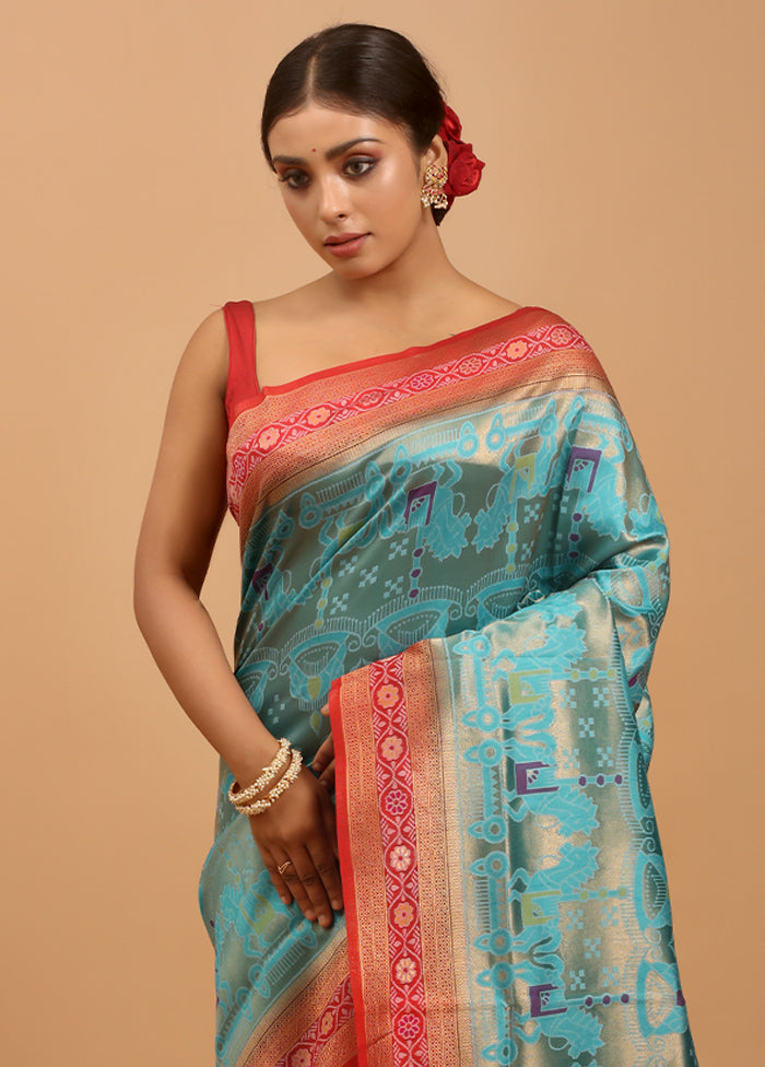 Green Dupion Silk Saree With Blouse Piece