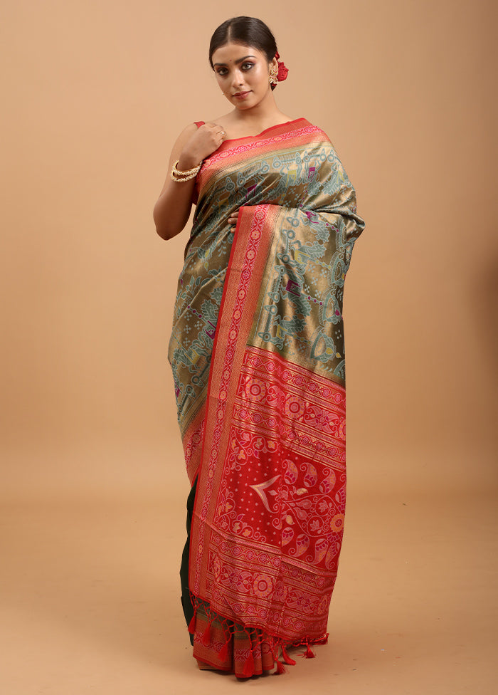 Red Dupion Silk Saree With Blouse Piece