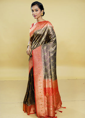 Cream Dupion Silk Saree With Blouse Piece