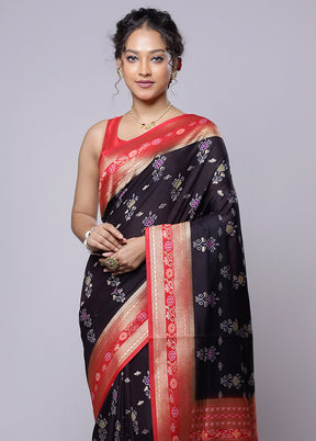 Black Dupion Silk Saree With Blouse Piece