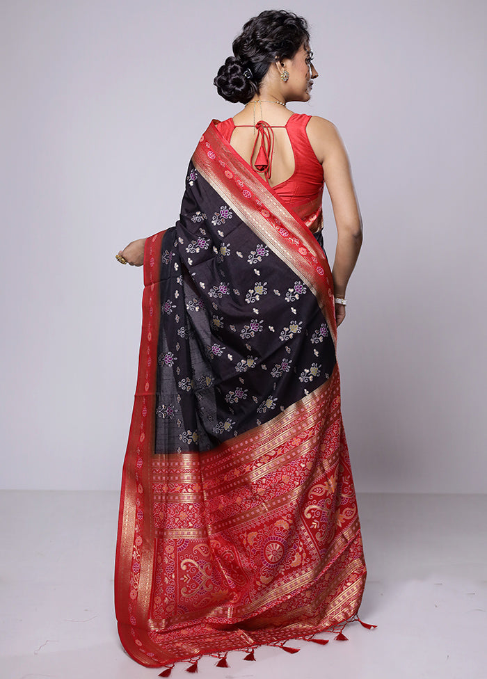 Black Dupion Silk Saree With Blouse Piece