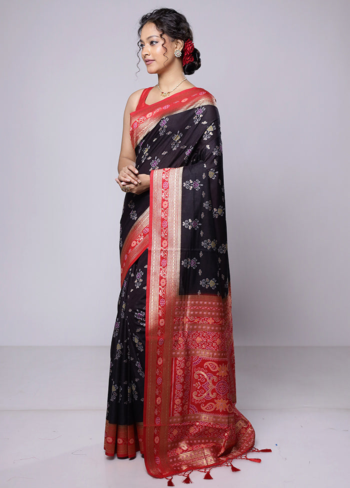 Black Dupion Silk Saree With Blouse Piece