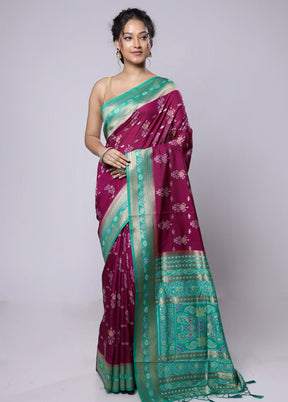 Purple Dupion Silk Saree With Blouse Piece