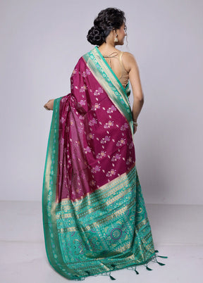 Purple Dupion Silk Saree With Blouse Piece