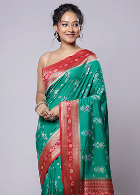 Green Dupion Silk Saree With Blouse Piece