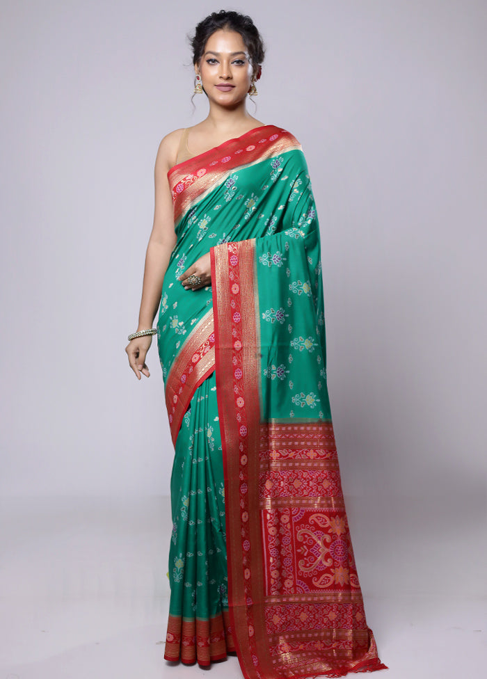 Green Dupion Silk Saree With Blouse Piece