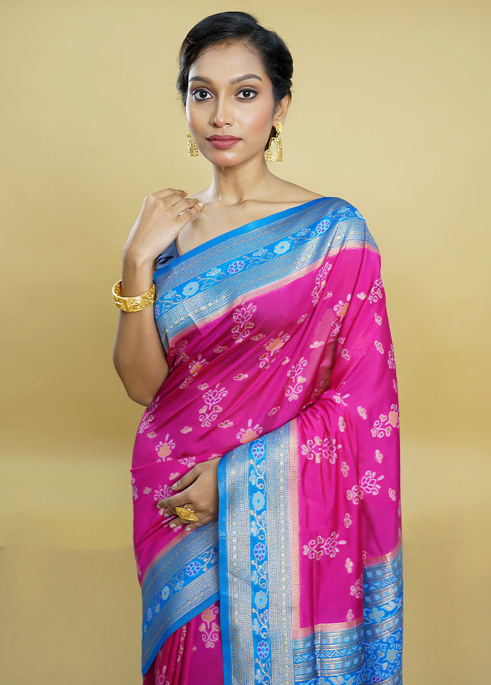 Blue Dupion Silk Saree With Blouse Piece