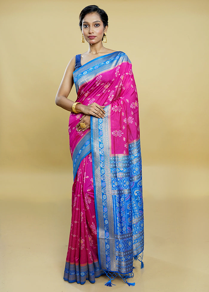 Blue Dupion Silk Saree With Blouse Piece