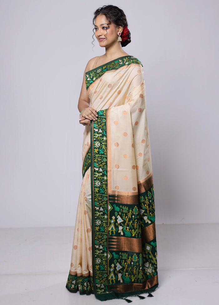 Cream Dupion Silk Saree With Blouse Piece