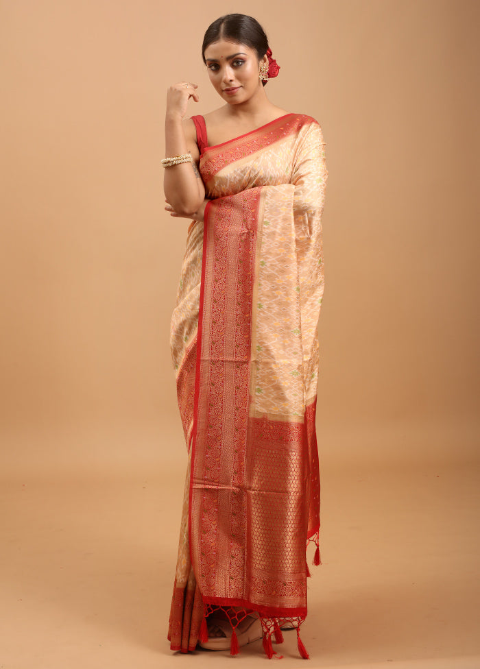 Cream Dupion Silk Saree With Blouse Piece