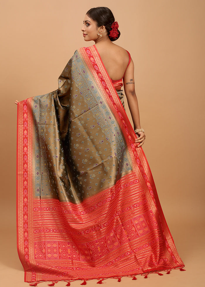 Green Dupion Silk Saree With Blouse Piece