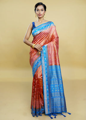 Pink Dupion Silk Saree With Blouse Piece