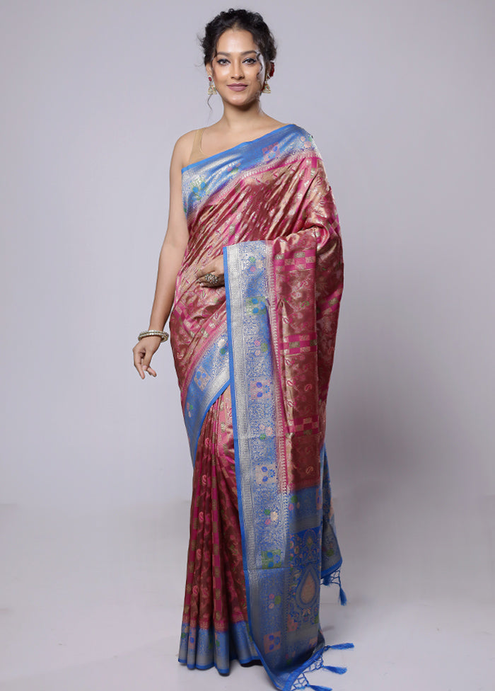 Pink Dupion Silk Saree With Blouse Piece