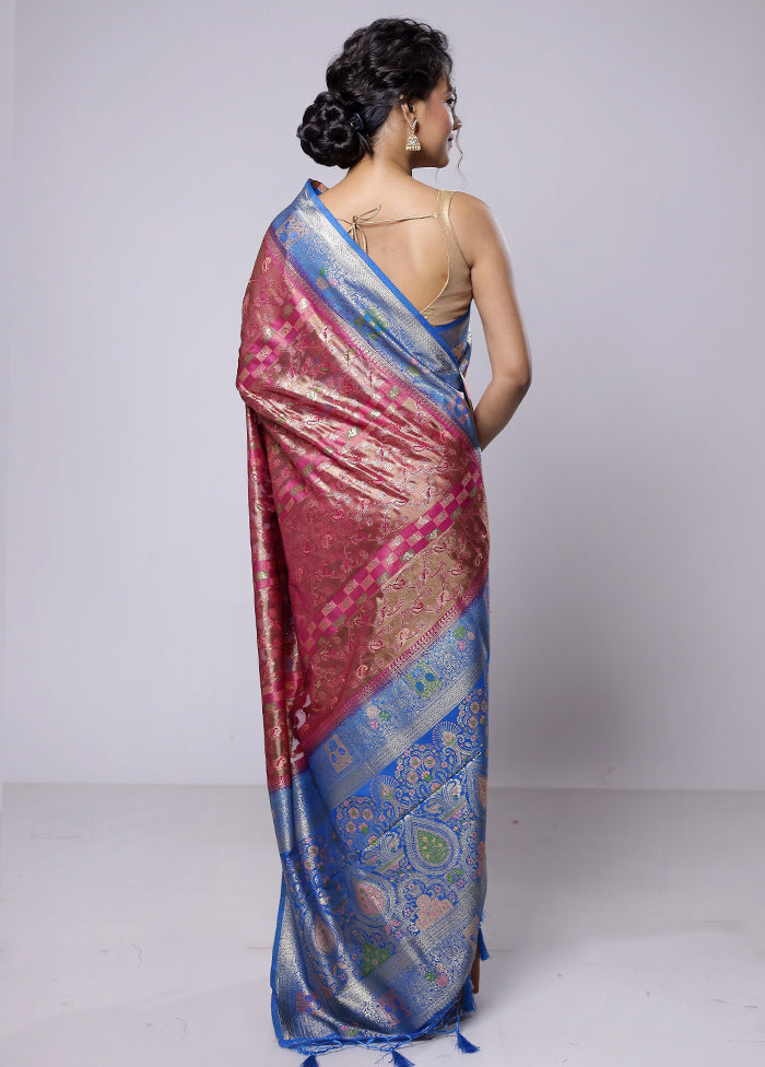 Pink Dupion Silk Saree With Blouse Piece