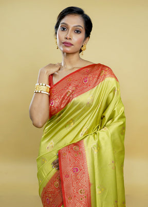 Green Dupion Silk Saree With Blouse Piece