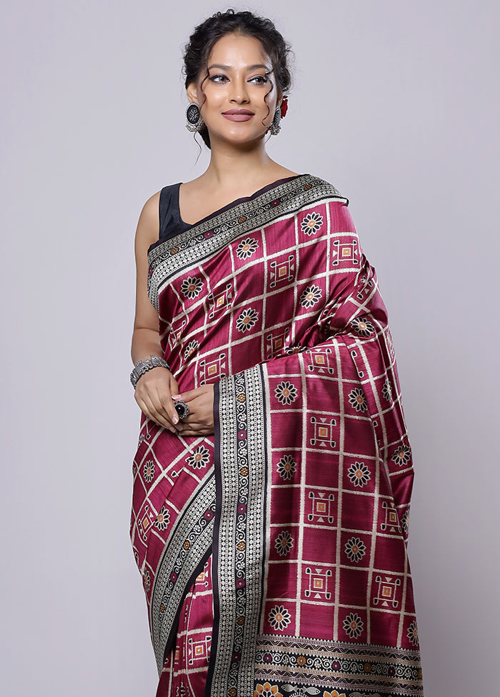 Purple Tussar Silk Saree With Blouse Piece