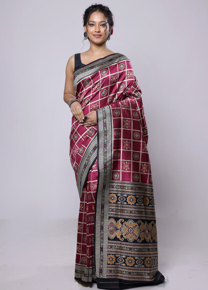 Purple Tussar Silk Saree With Blouse Piece