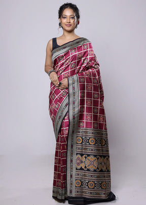 Purple Tussar Silk Saree With Blouse Piece