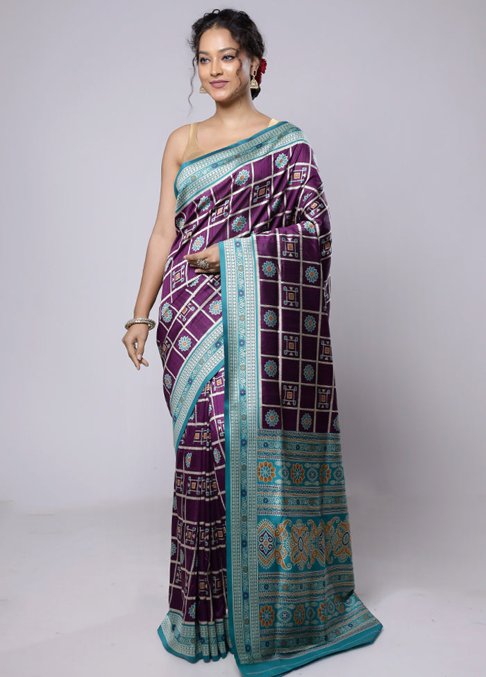 Purple Tussar Silk Saree With Blouse Piece