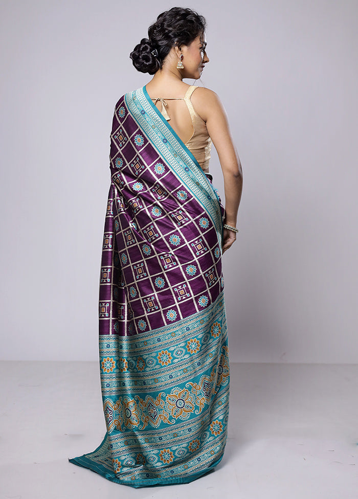 Purple Tussar Silk Saree With Blouse Piece