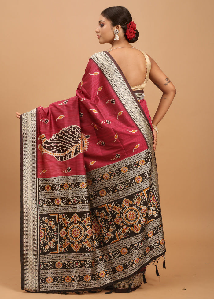 Purple Tussar Silk Saree With Blouse Piece