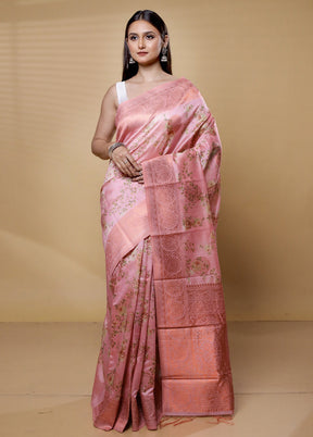 Pink Dupion Silk Saree With Blouse Piece