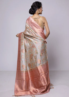 Cream Dupion Silk Saree With Blouse Piece