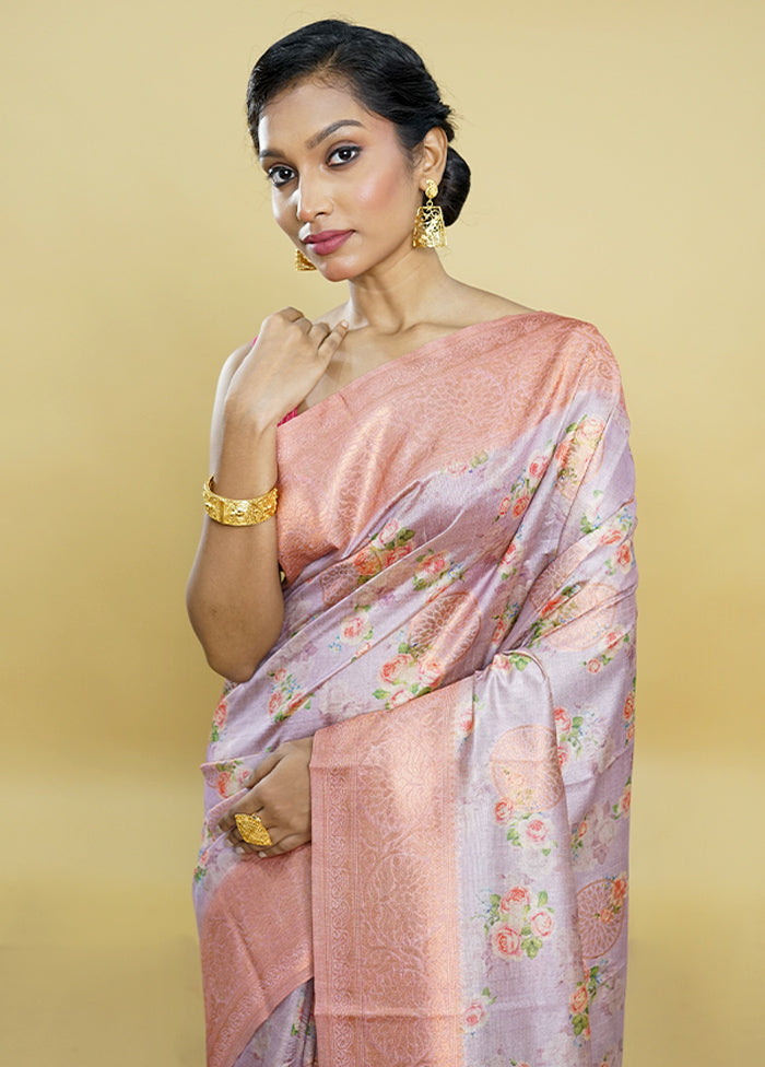 Pink Dupion Silk Saree With Blouse Piece