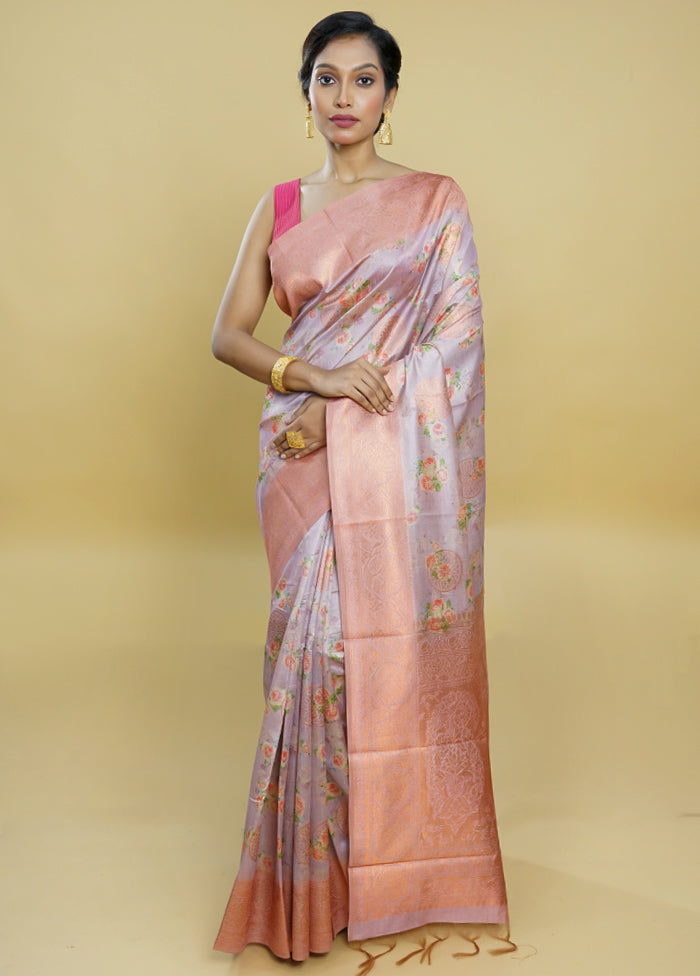 Pink Dupion Silk Saree With Blouse Piece