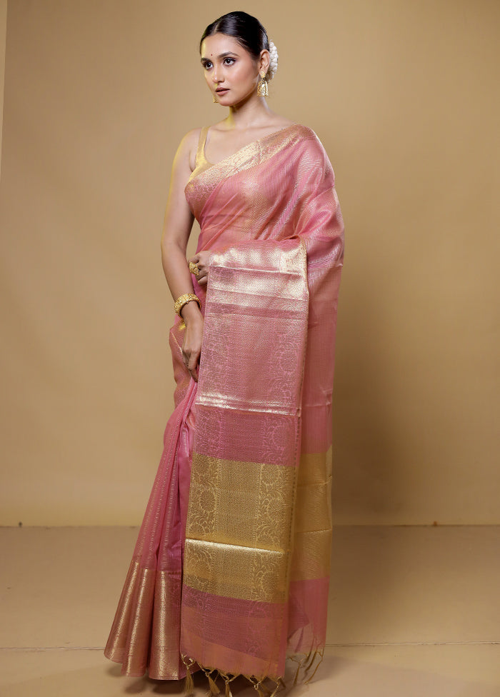 Pink Kota Cotton Saree With Blouse Piece